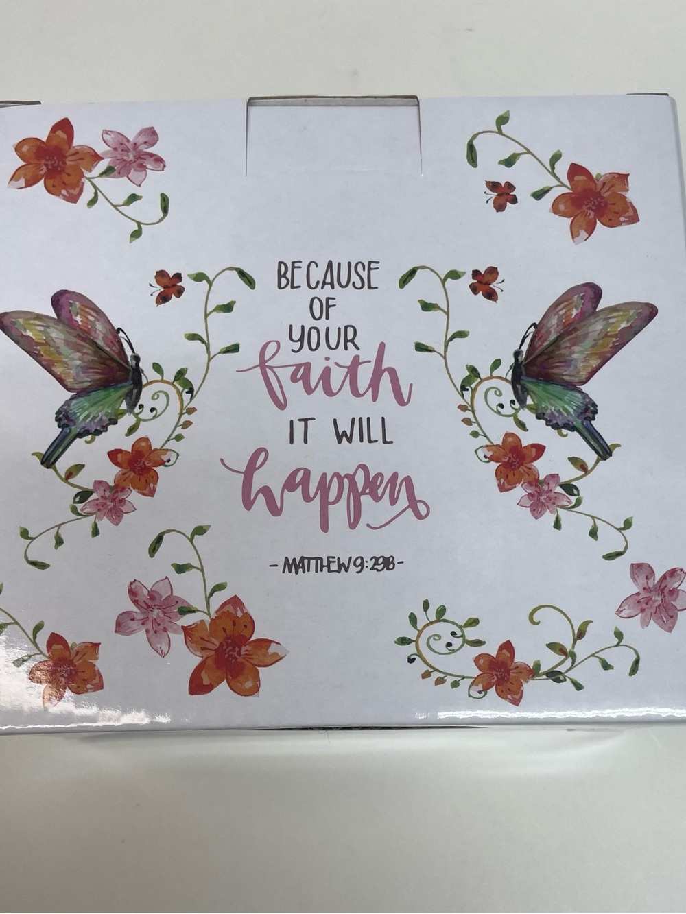 Faith Quote Floral Ceramic Mug Set - Cup and Saucer Size 12 OZ - Picture 2 of 3